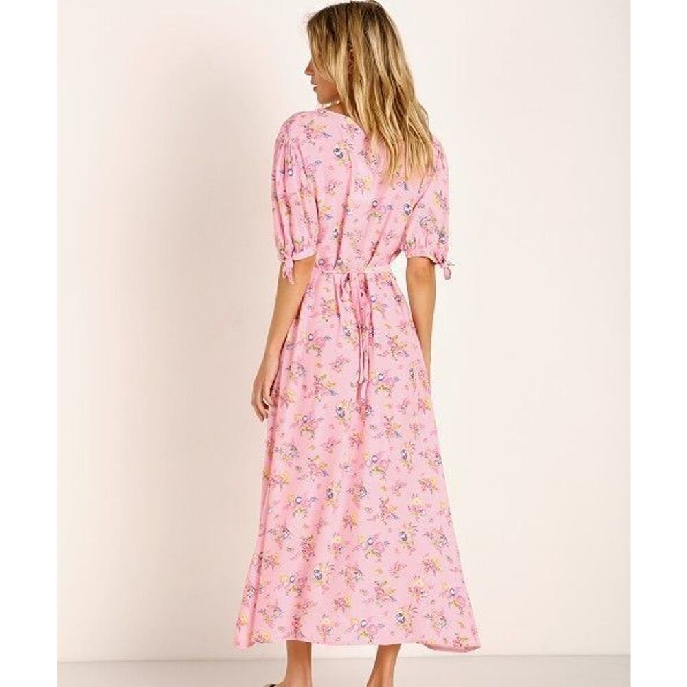 Faithfull The Brand Daija Pink Floral Midi Dress Size S - Picture 2 of 7
